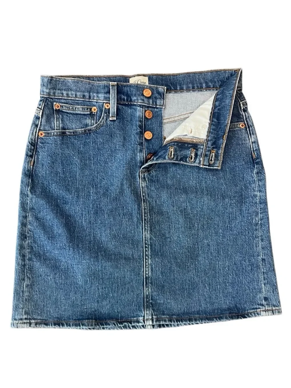 J.Crew button-front denim mini skirt A-line silhouette Size 27